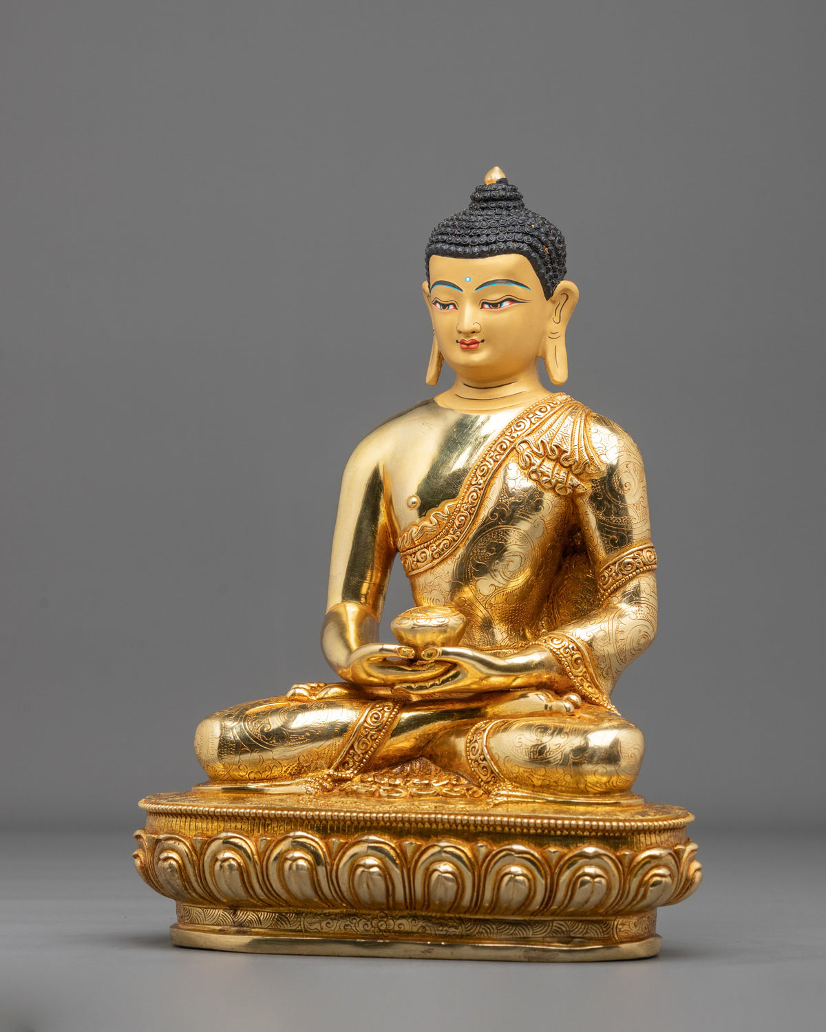 Handmade Amitabha Buddha 24K Gold Coated Sculpture