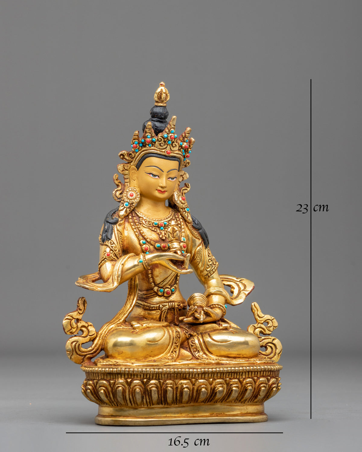 Hand Carved Vajrasattva Copper Sculpture | 24K Gold Gilded Purification Statue