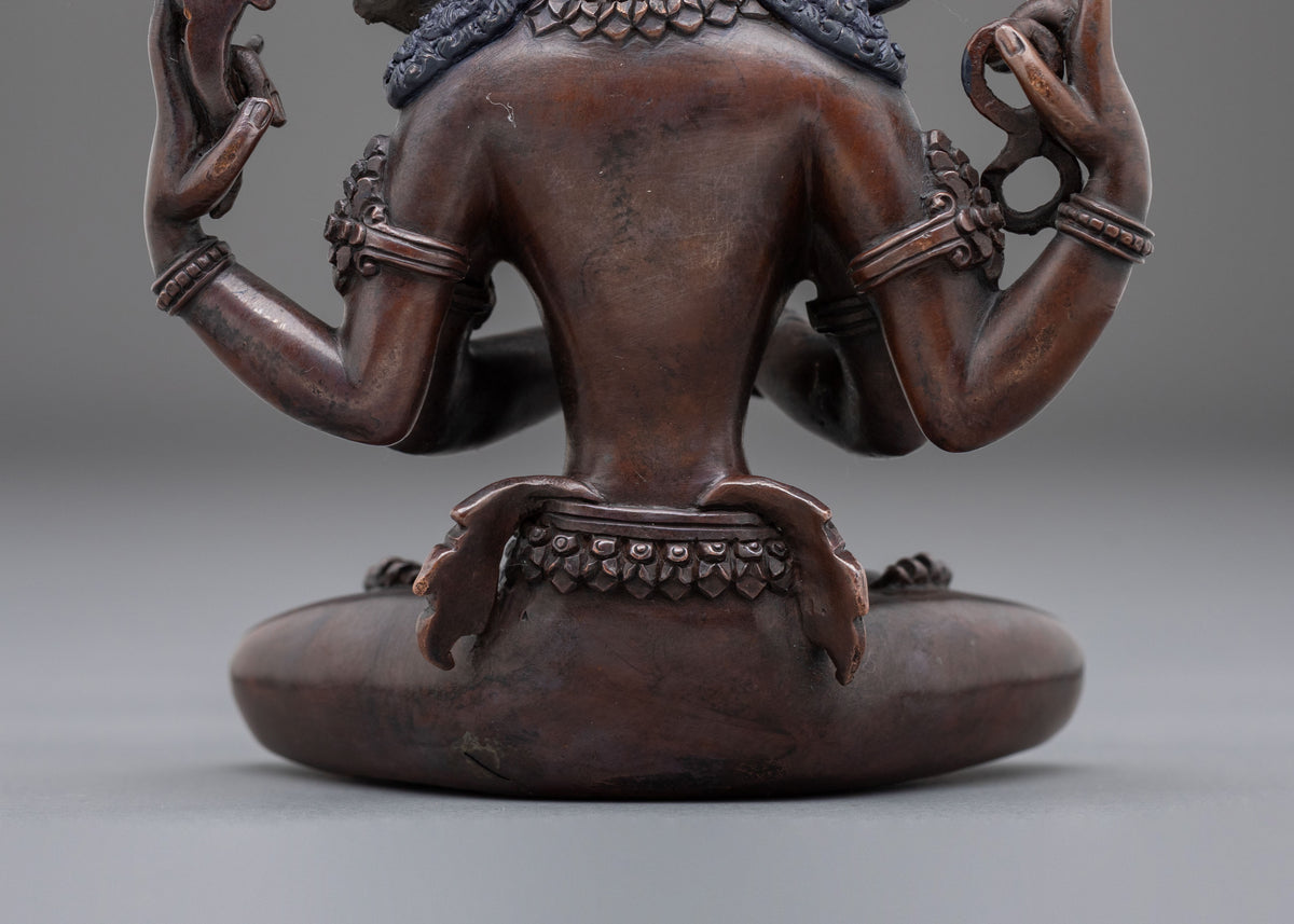 Chenrezig Oxidized Copper Handcrafted Statue
