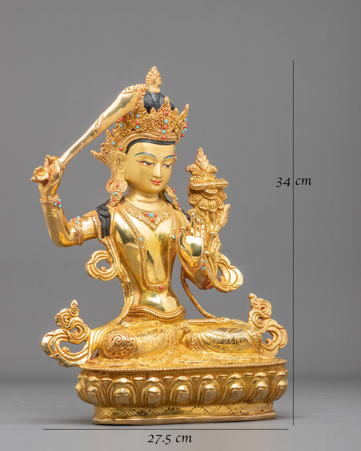 Manjushri Sculpture | Tibetan Bodhisattva Copper Figurine
