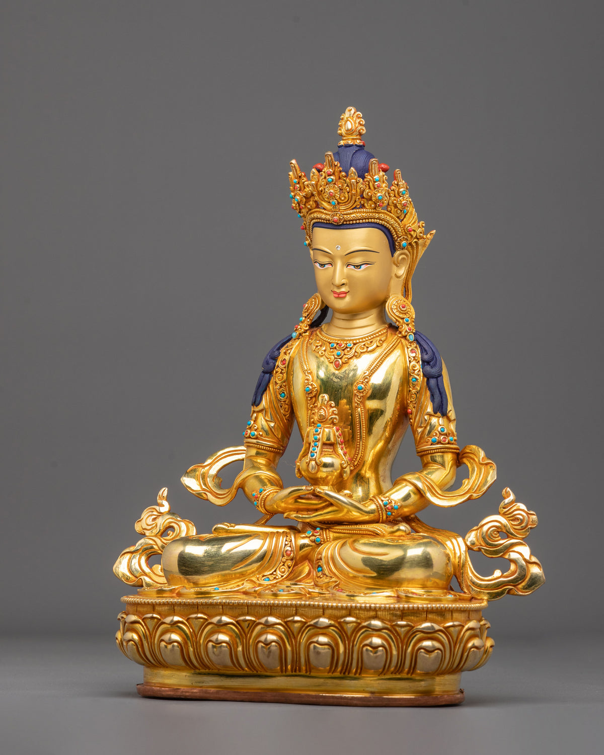 Long Life Buddha Amitayus Copper Statue | Altar Decor for Meditation