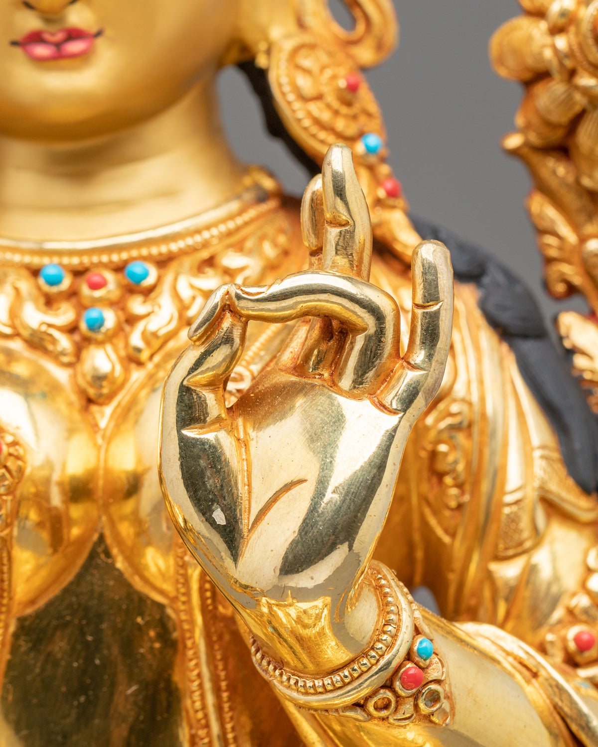 Green Tara Fire Gold Coated Statue | Made in Nepal