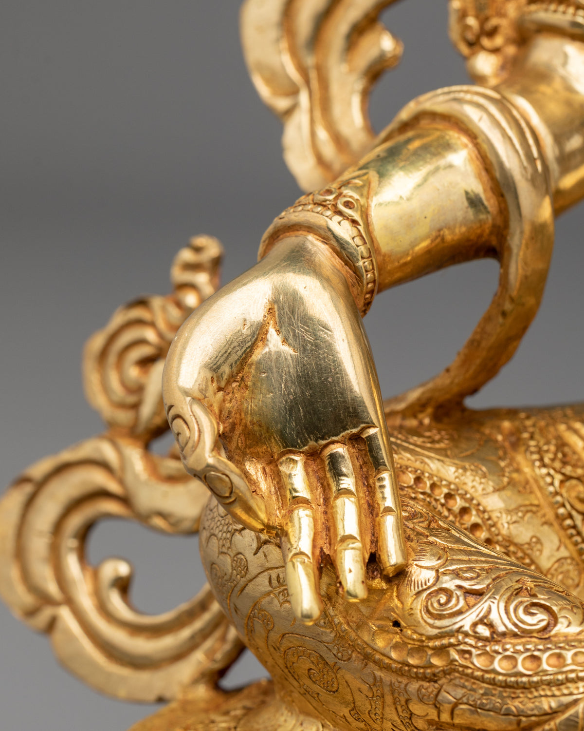 Goddess Green Tara Copper Sculpture | 24K Gold Gilded Buddhist Statue