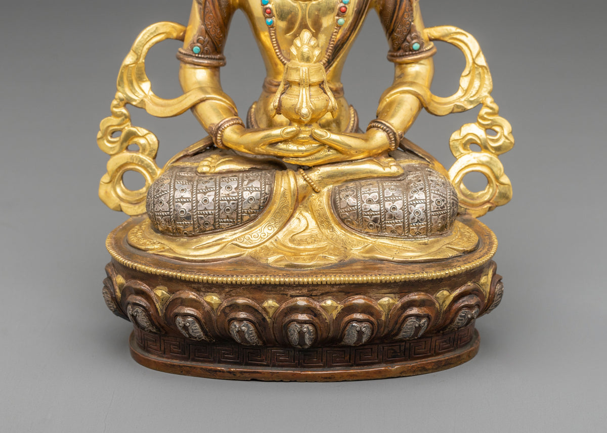 Amitayus Buddha Statue | 24K Gold Gilded Longevity Deity Figurine