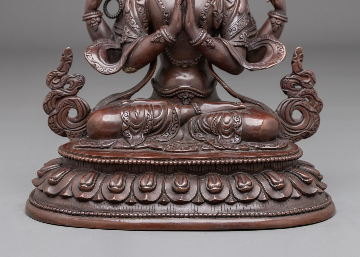 Chenrezig Oxidized Figurine for Altar | Bodhisattva of Boundless Compassion