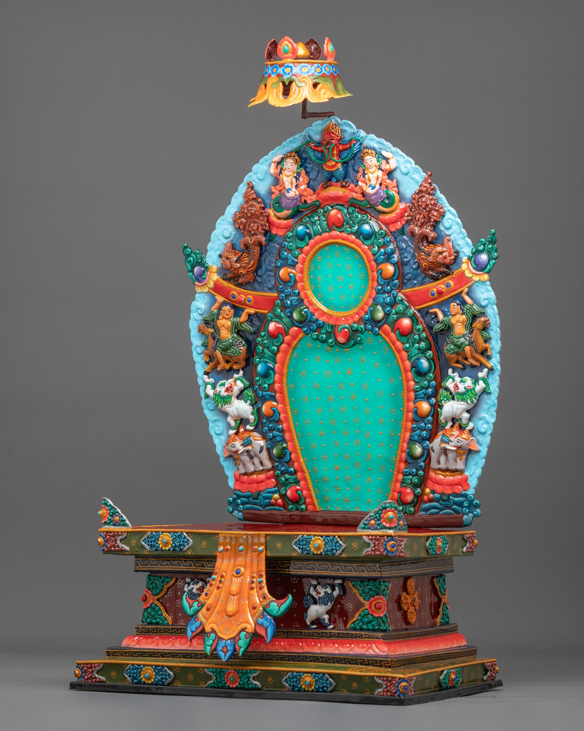 Majestic Copper Throne for Sacred Statues