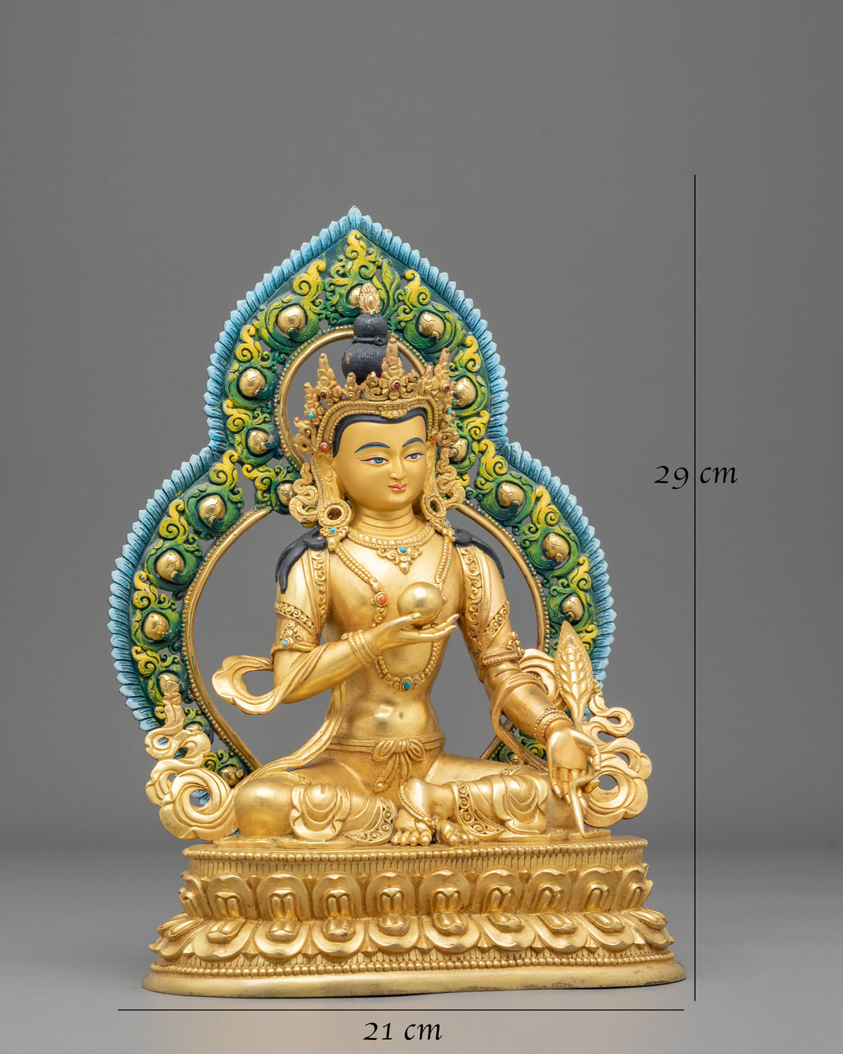 24k Gold Gilded Kshitigarbha Statue | Sacred Copper Figurine