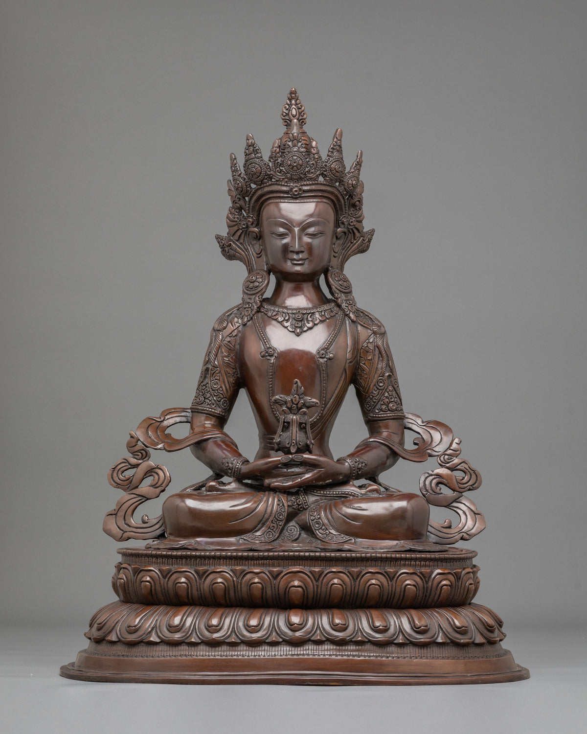 Amitayus Oxidized Copper Statue: Symbol of Longevity and Merit