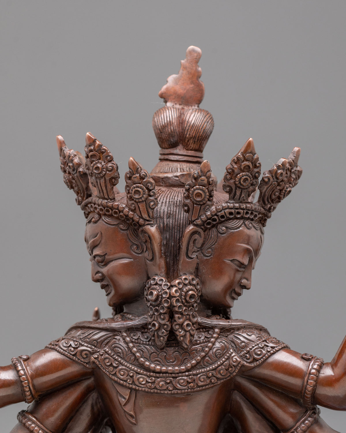 Namgyalma Three Faced Goddess Statue | Oxidized Copper Buddhist Sculpture