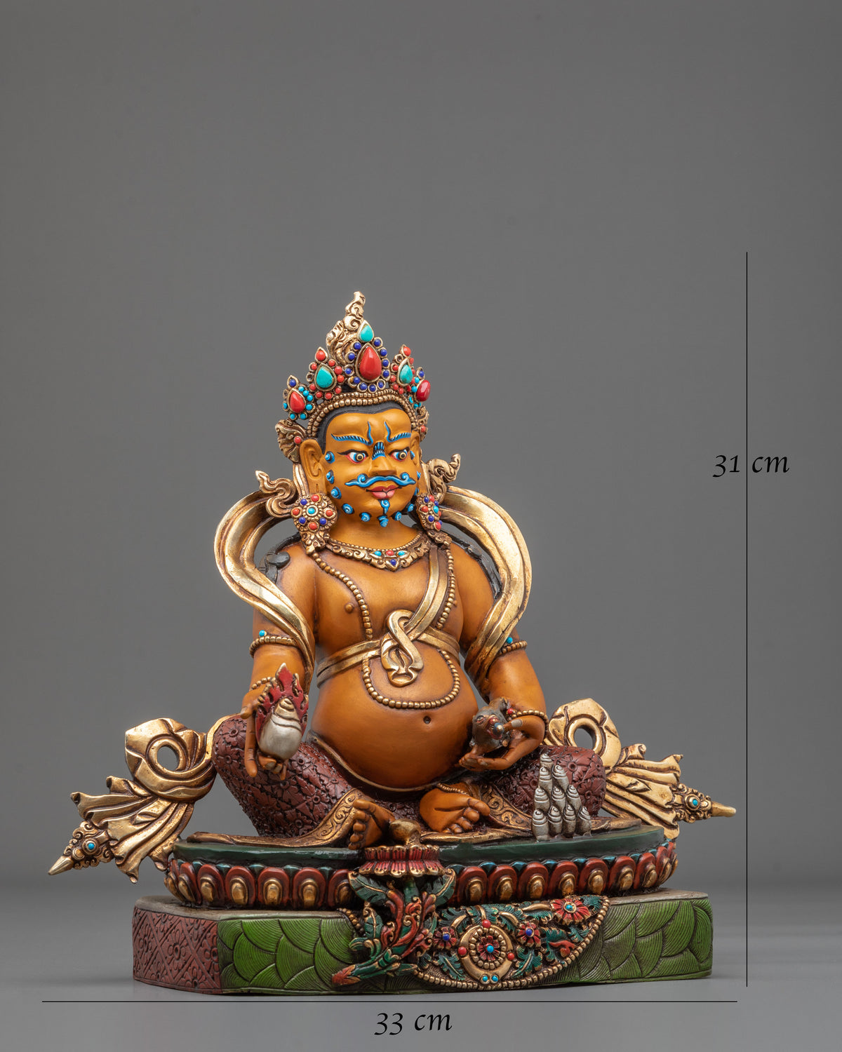 Dzambhala: 24K Gold Gilded Buddhist Handmade Statue