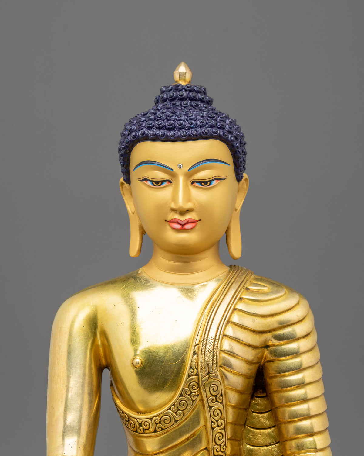 Shakyamuni Buddha 24K Gold Gilded Traditional Sculpture | Himalayan Sacred Altar Decor