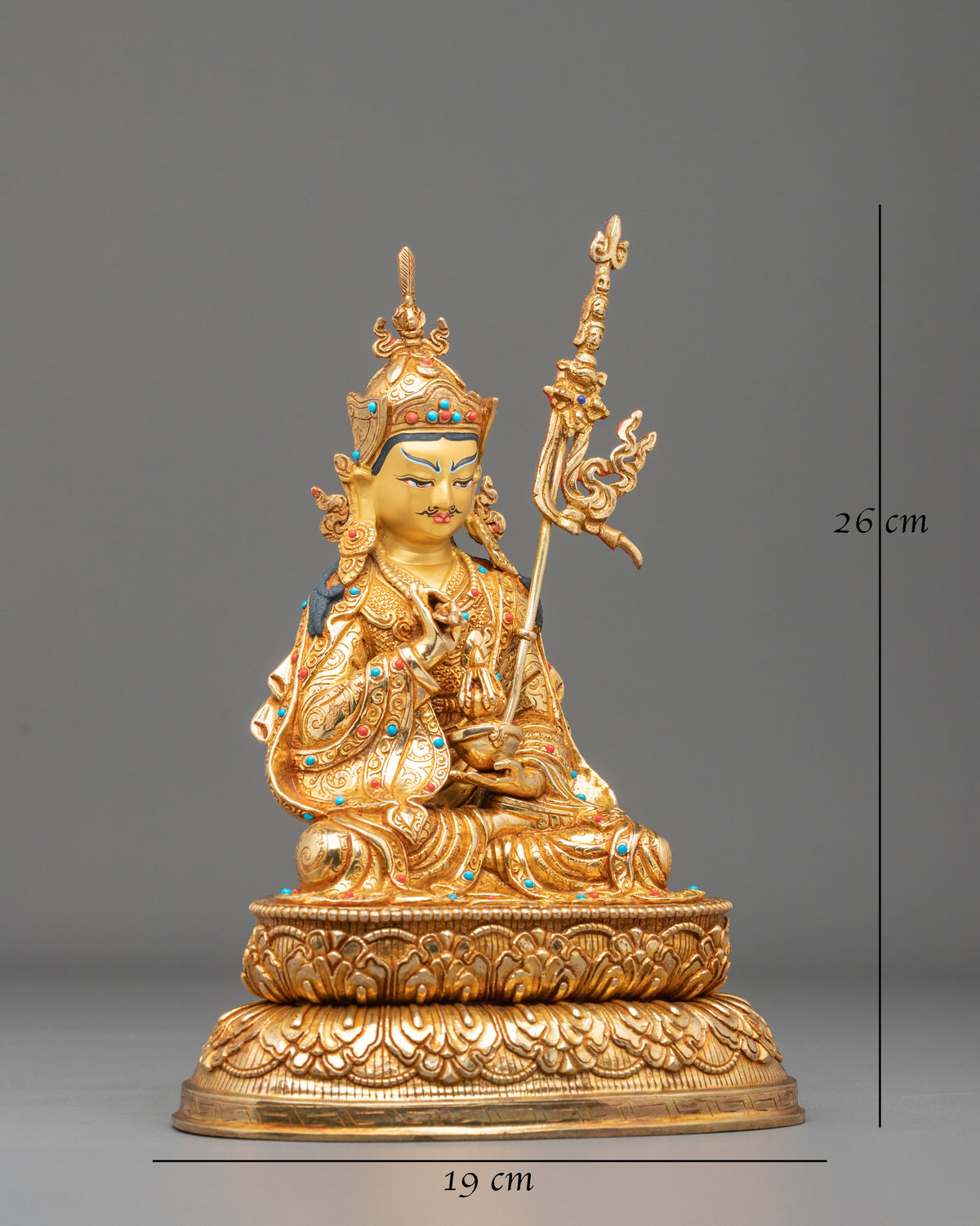 Radiant Gemstones Adorned Guru Tsokye Dorje Sculpture