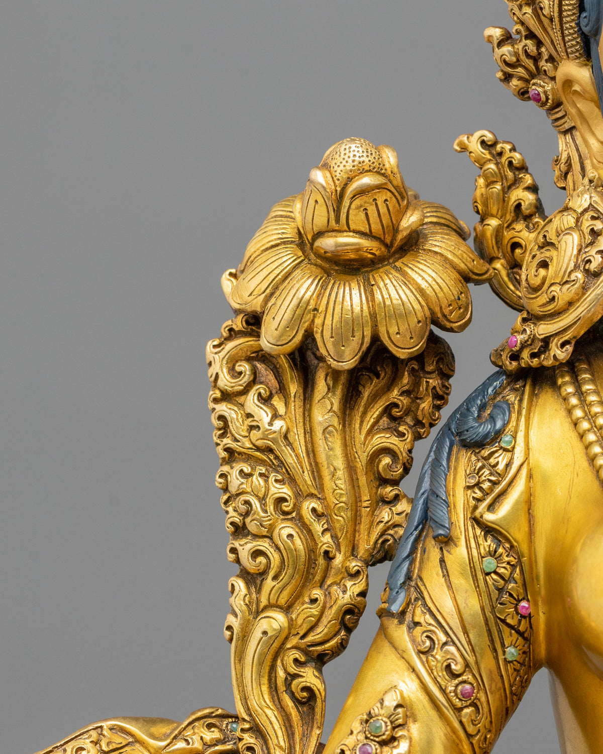 Green Tara 24K Gold-Coated Statue | Copper Form of Sacred Protection