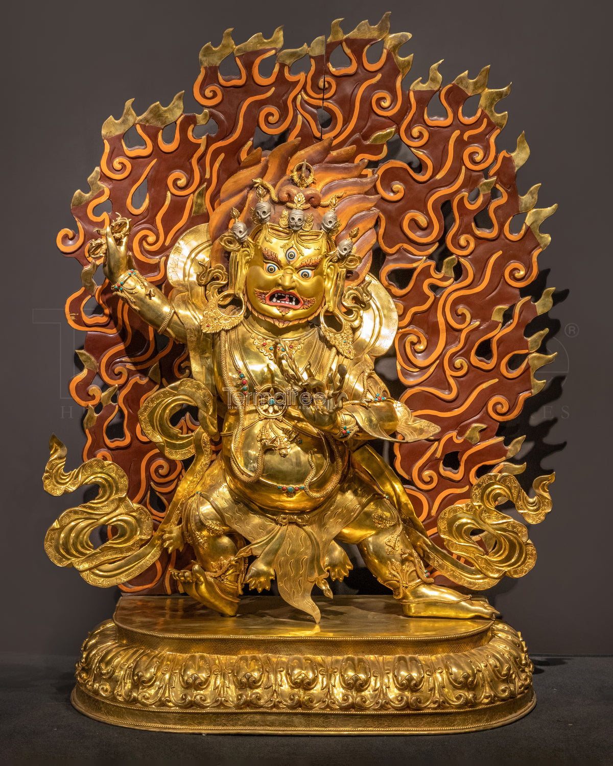 Vajrapani 24K Gold Gilded Sculpture: Guardian of Power