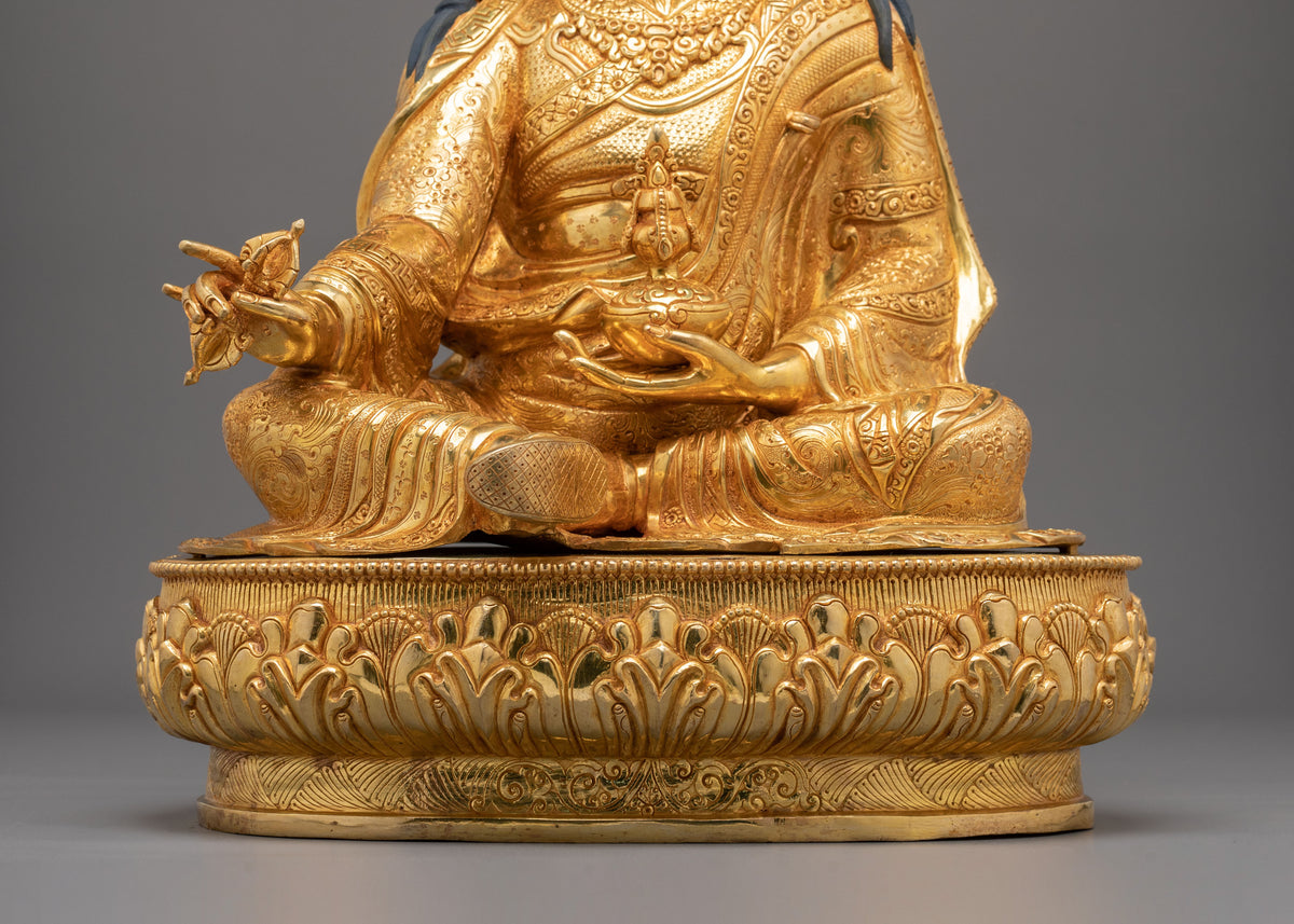 24K Gold Gilded Sacred Sculpture of Guru Rinpoche