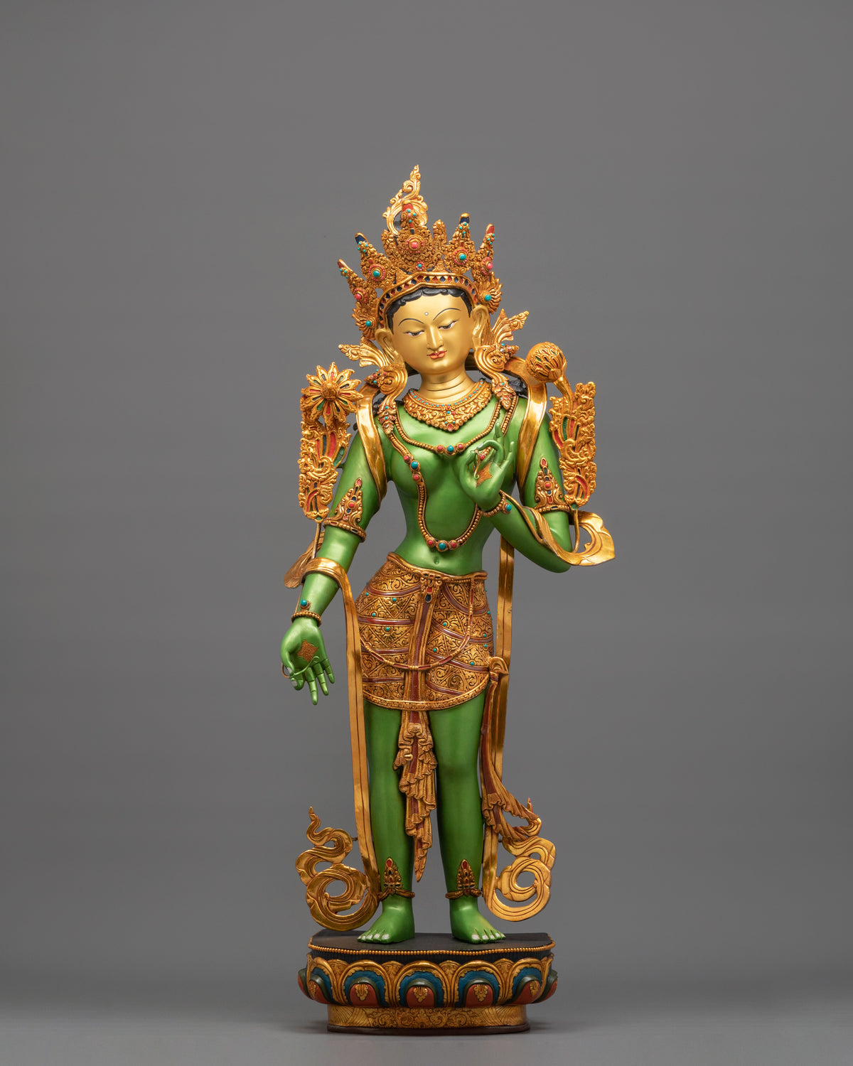 Standing Green Tara Sculpture | 50 Inches Tall Buddhist Statue