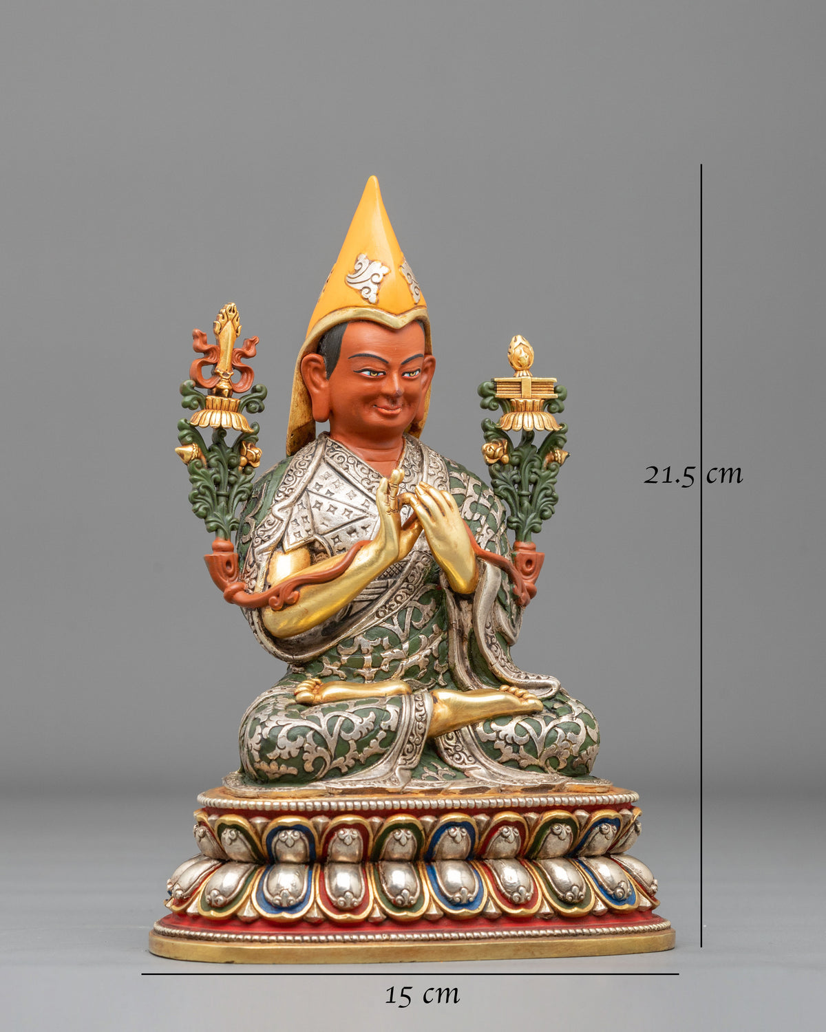 Handcrafted Gelug Lineage Statue of Tsongkhapa with Khedrup Je and Gyaltsab Je