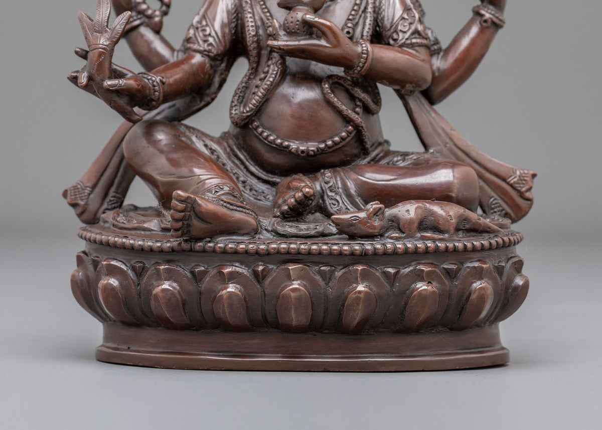 Ganesh Remover of Obstacles Statue | Oxidized Copper Hindu Deity Sculpture