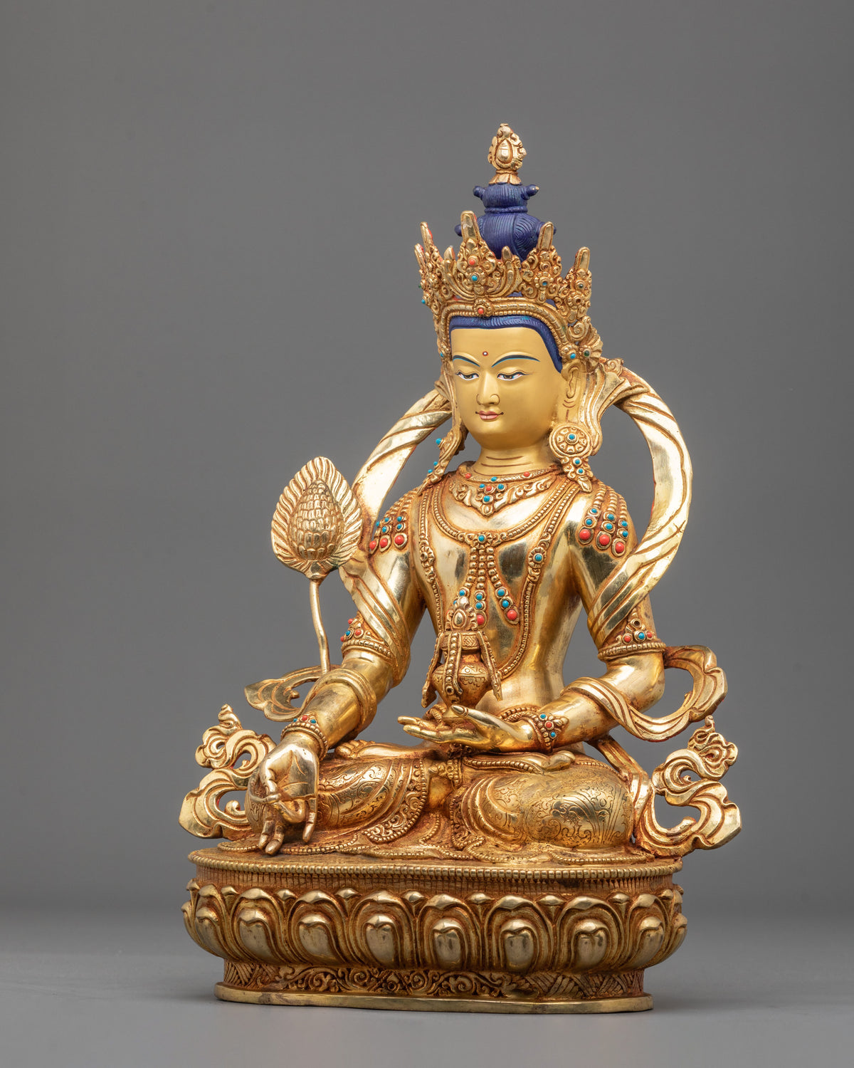 shitigarbha Bodhisattva Figurine | 24K Gold Gilded Buddhist Sculpture
