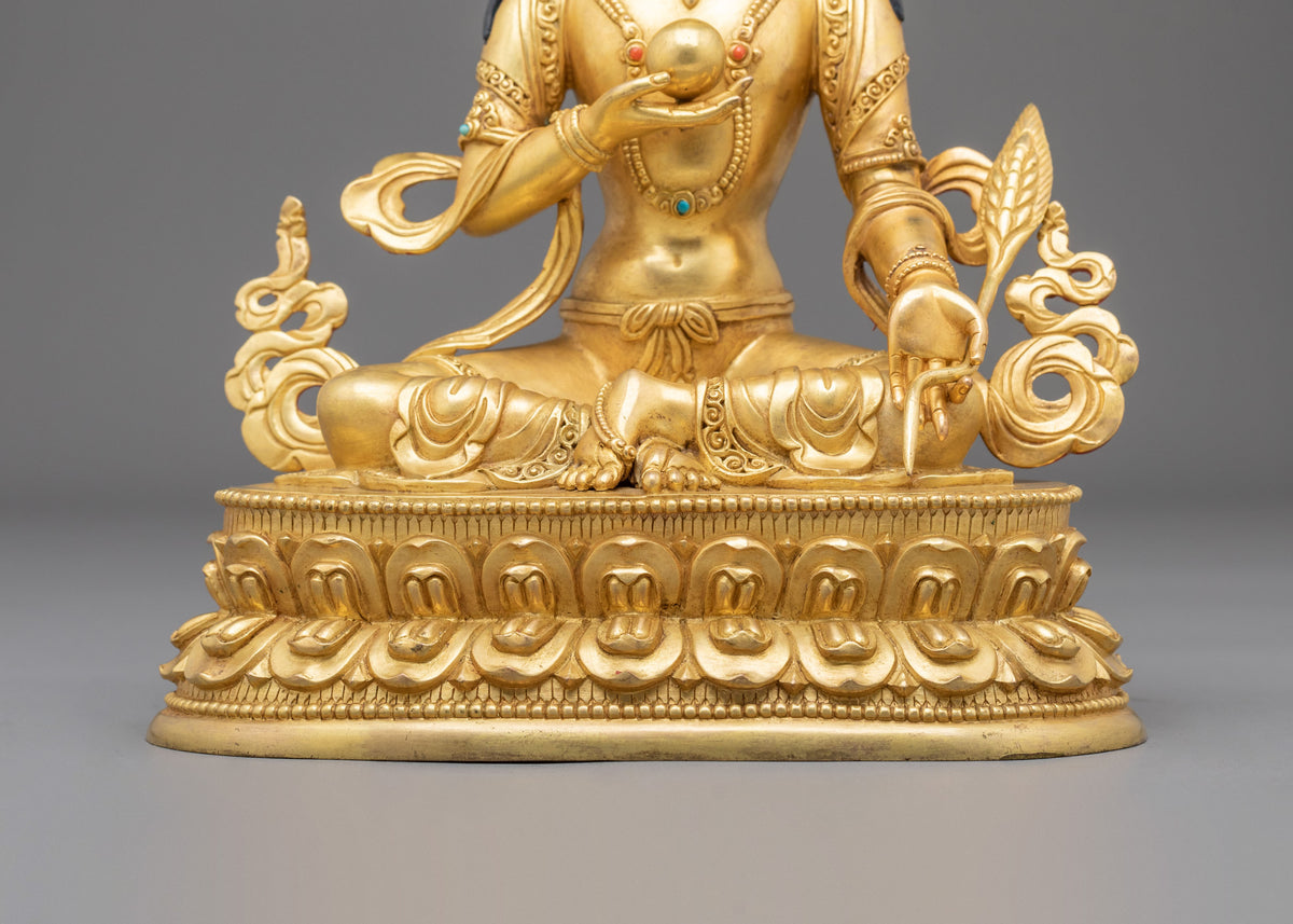 24k Gold Gilded Kshitigarbha Statue | Sacred Copper Figurine