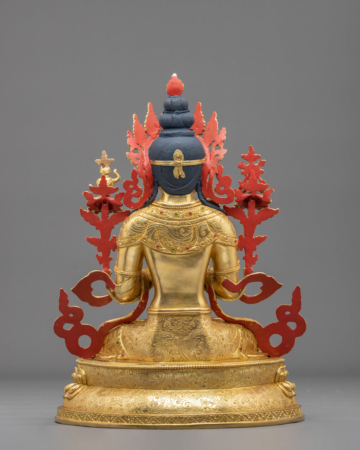 Buddhist Prayer Maitreya Buddha Statue | 24K Gold Gilded Future Buddha Sculpture