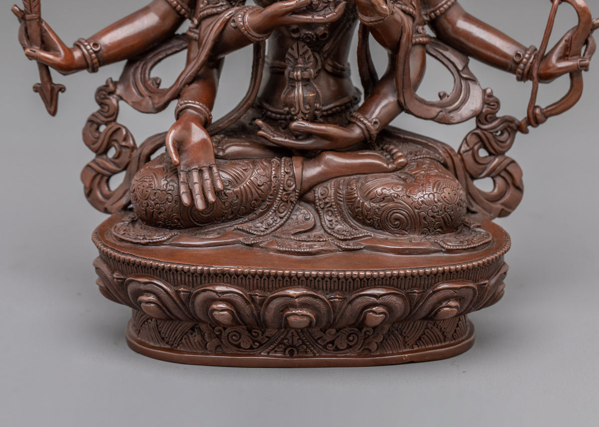 Namgyalma Three Faced Goddess Statue | Oxidized Copper Buddhist Sculpture