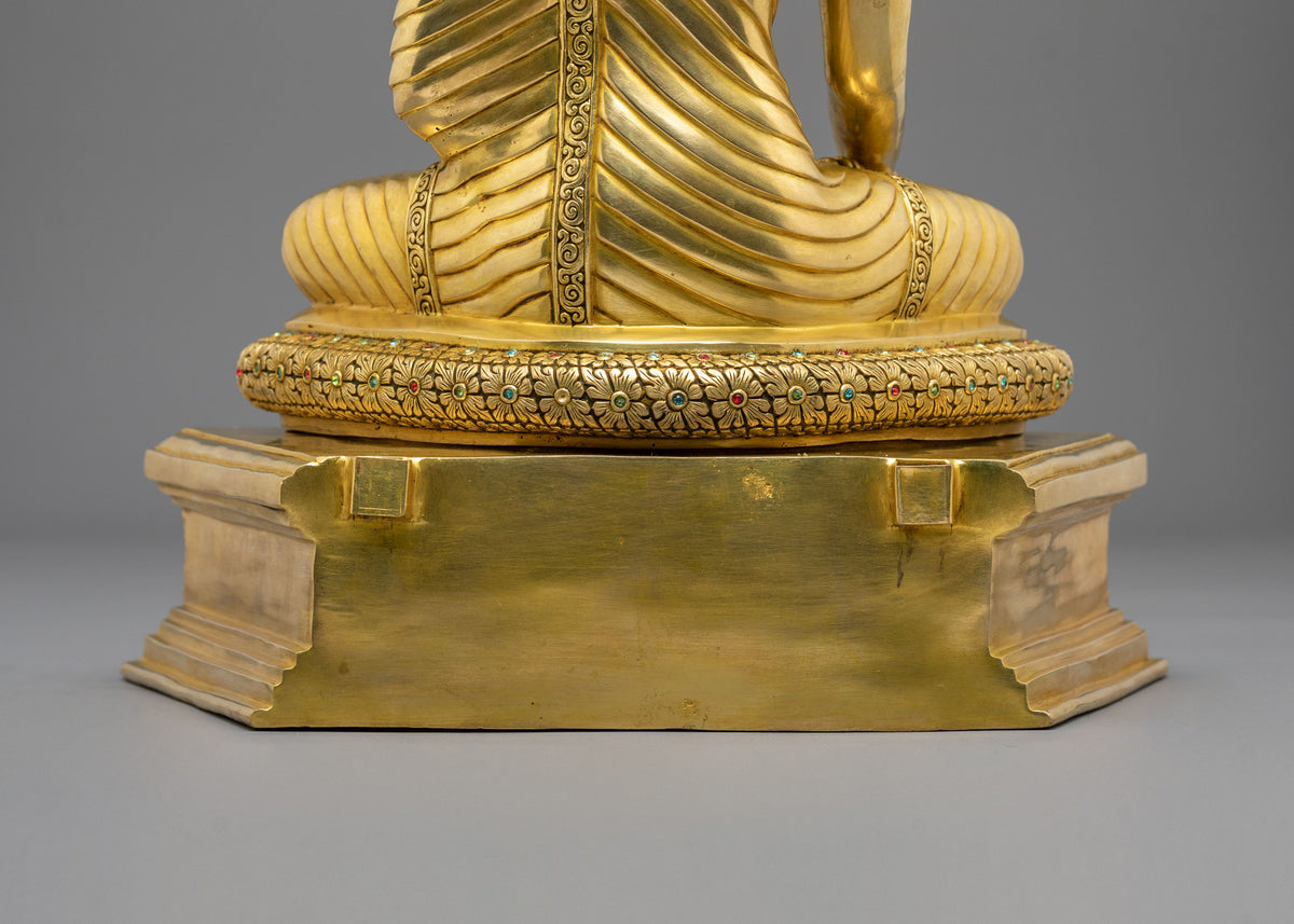 Shakyamuni Buddha 24K Gold Gilded Traditional Sculpture | Himalayan Sacred Altar Decor