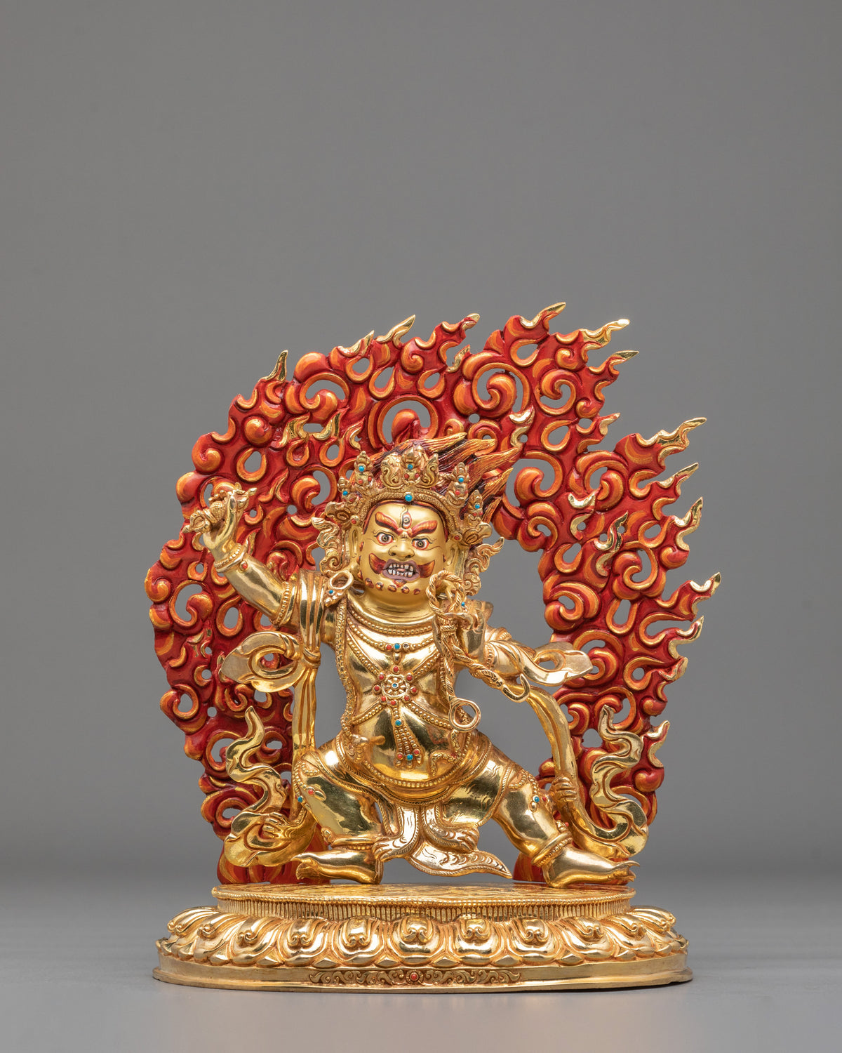 Vajrapani Force of Awakening Sculpture | 24K Gold Gilded Buddhist Protector