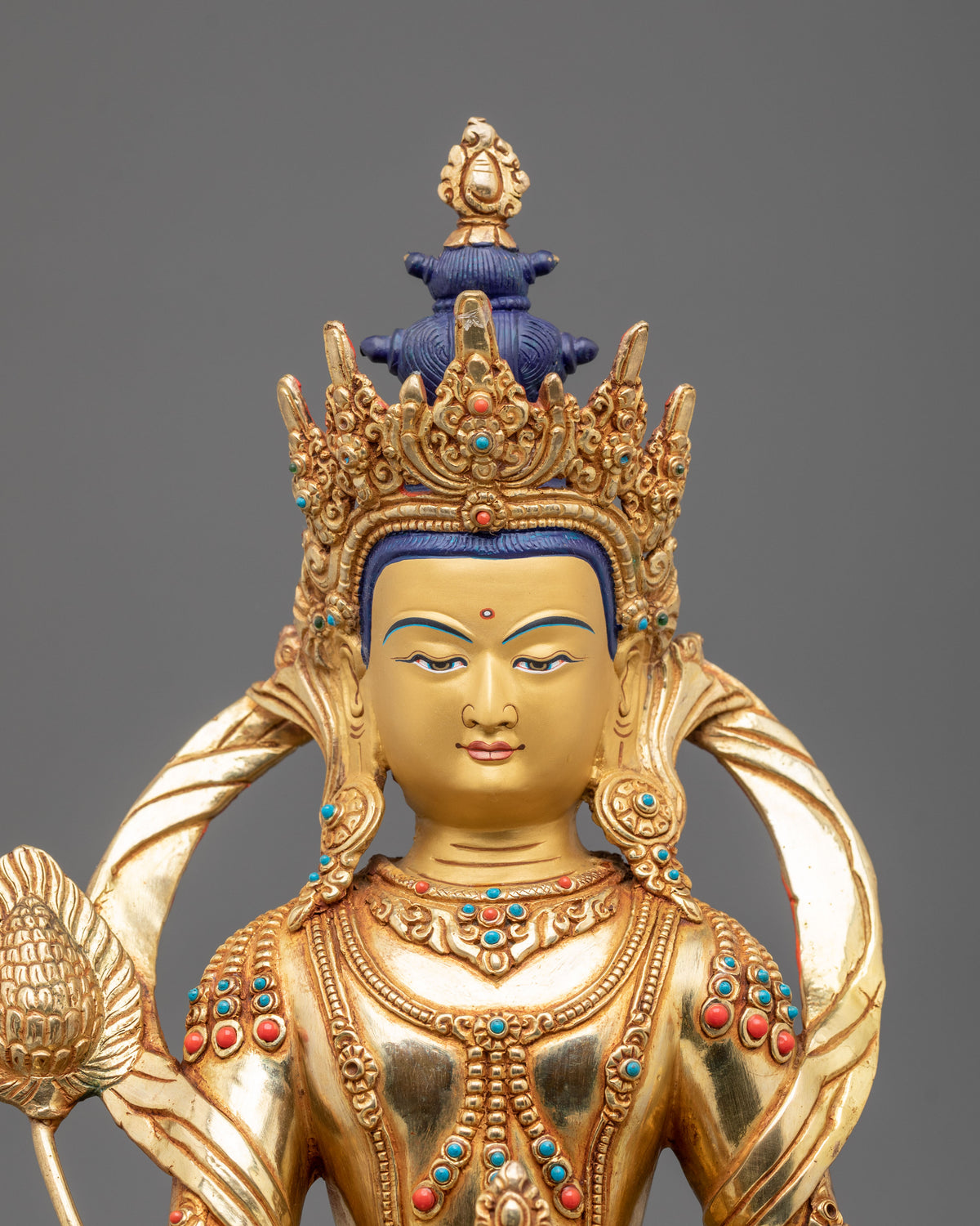 shitigarbha Bodhisattva Figurine | 24K Gold Gilded Buddhist Sculpture