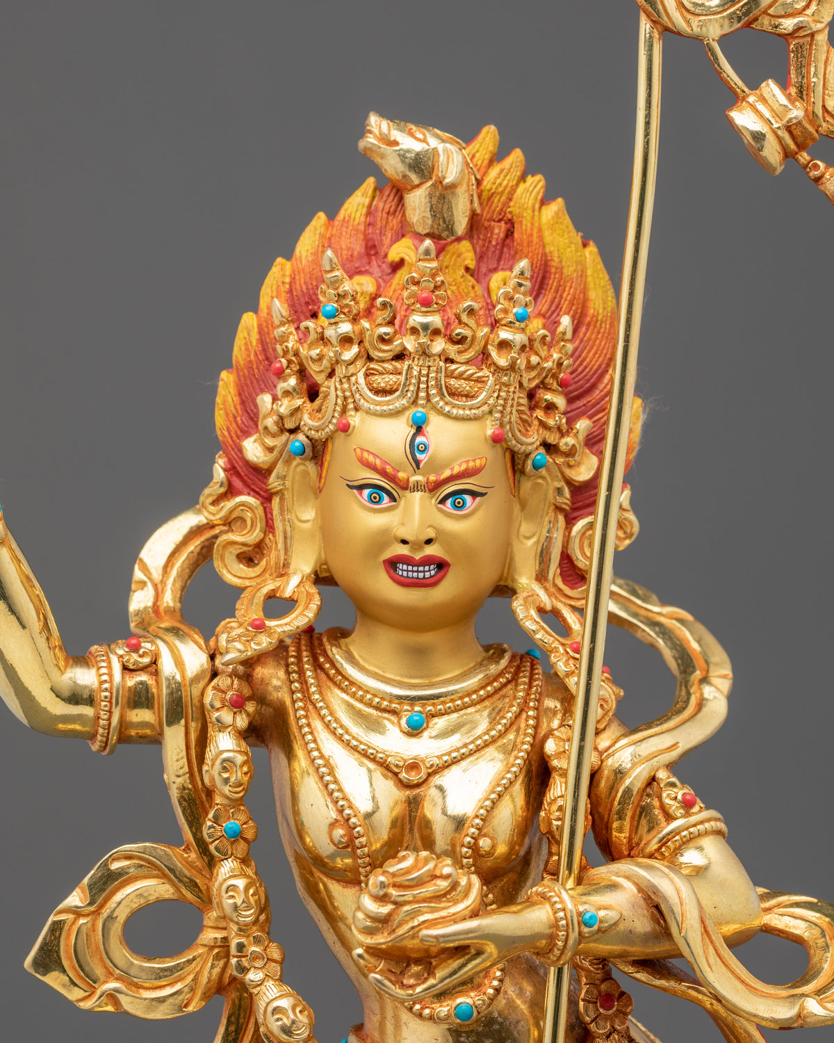 Dorje Phagmo 24K Gold Gilded Sculpture | Himalayan Sacred Art