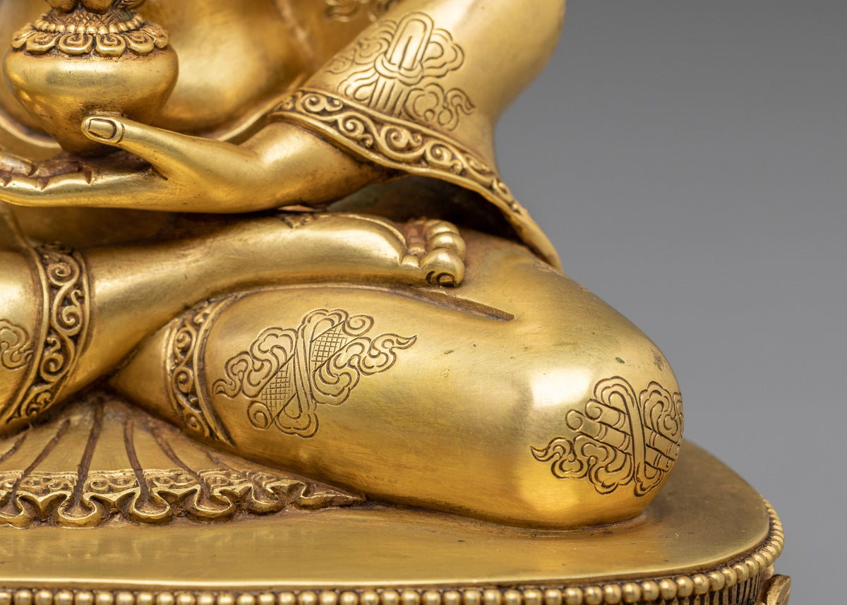 Medicine Buddha Healing Nectar Sculpture | 24K Gold Gilded Buddhist Artwork