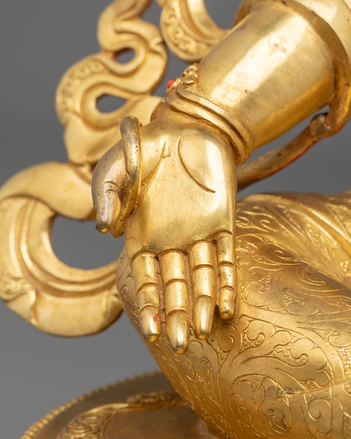 Tibetan Goddess Green Tara Golden Sculpture