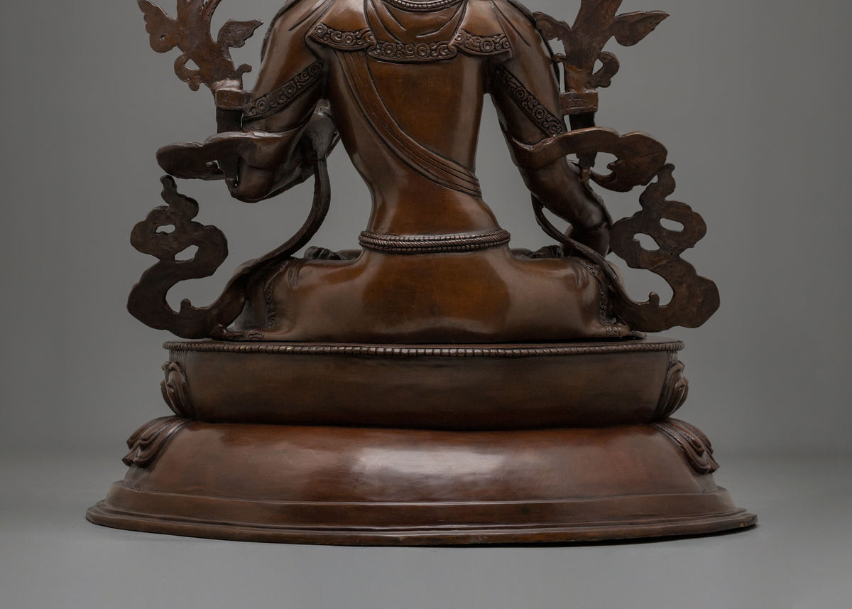 White Tara Oxidized Copper Sculpture for Altar Decor