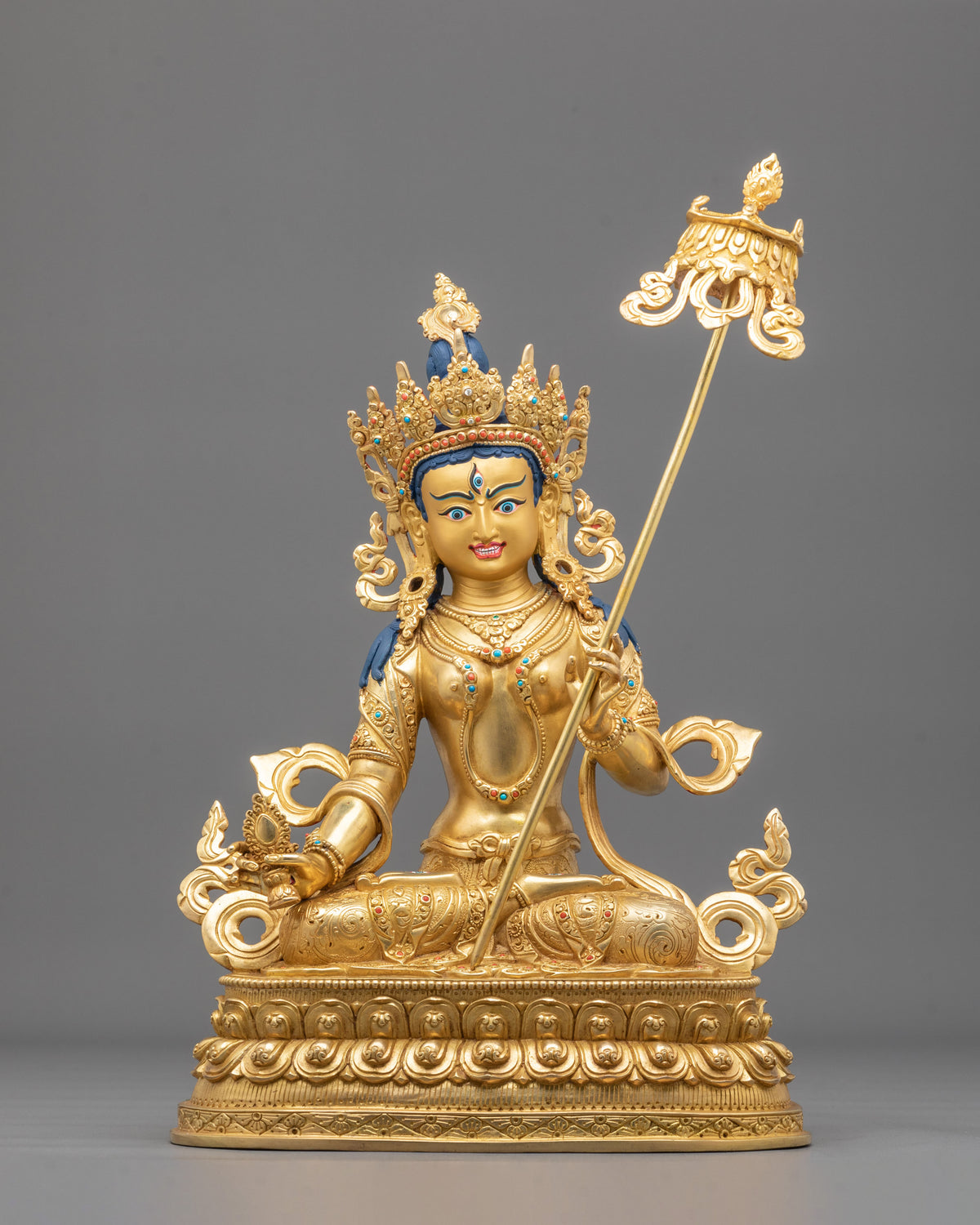 White Umbrella Deity Dukar Golden Statue | 24K Gold Gilded Copper Sculpture
