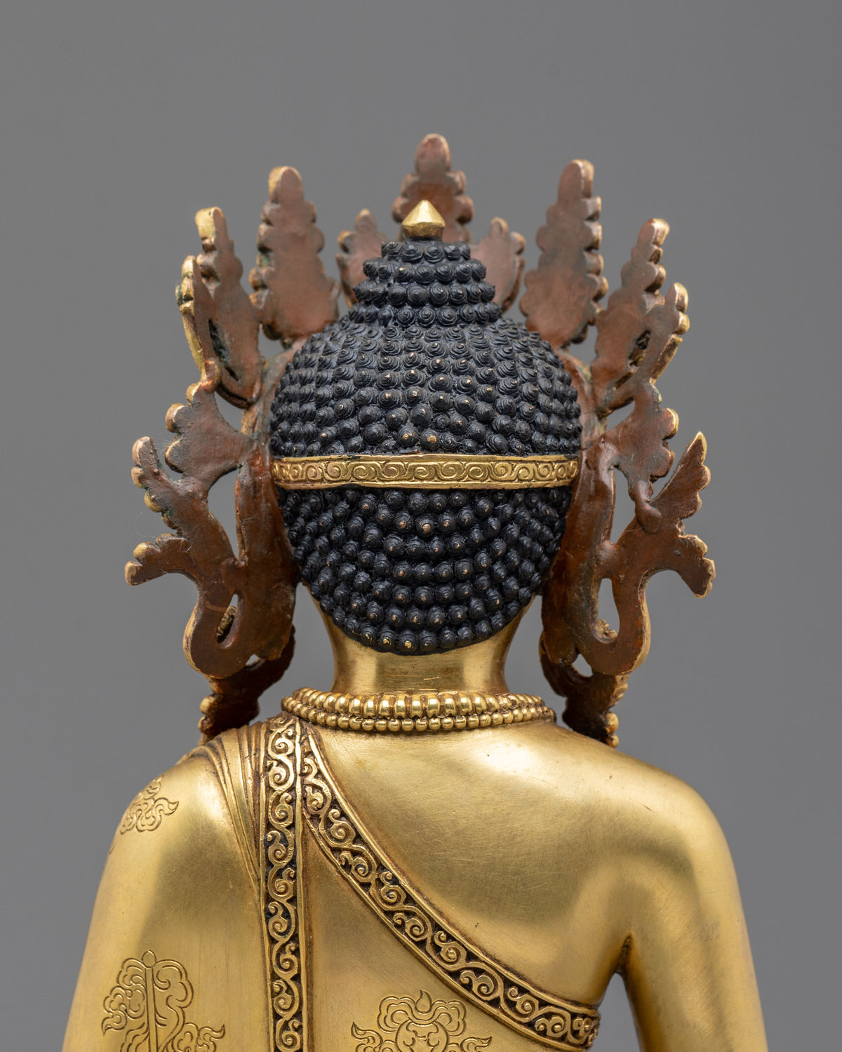 Crown Amitabha Buddha Sculpture | Copper Form of Infinite Light