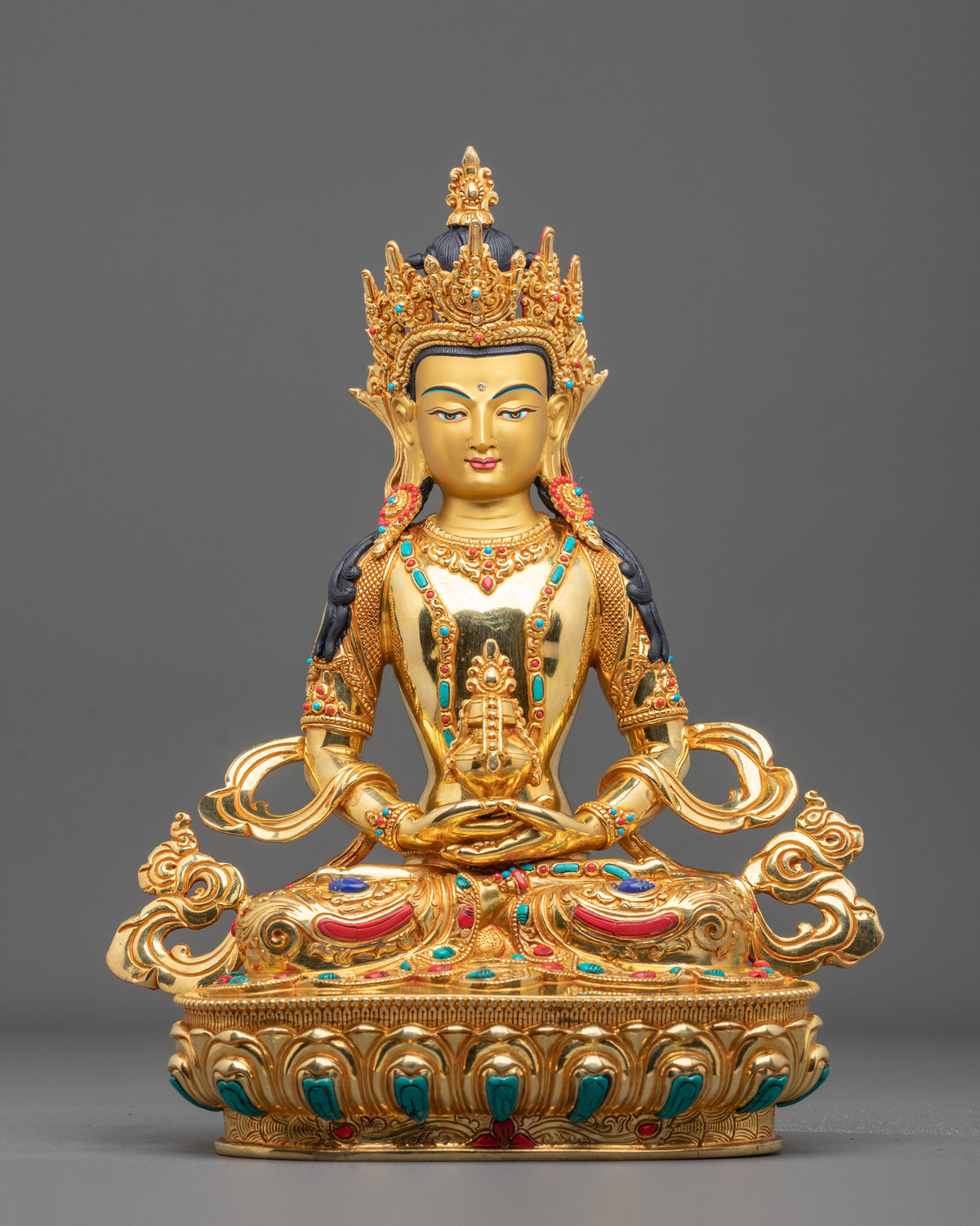 Amitayus Vajrayana Buddhist Statue | Sacred Sculpture for Altar and Meditation Practice