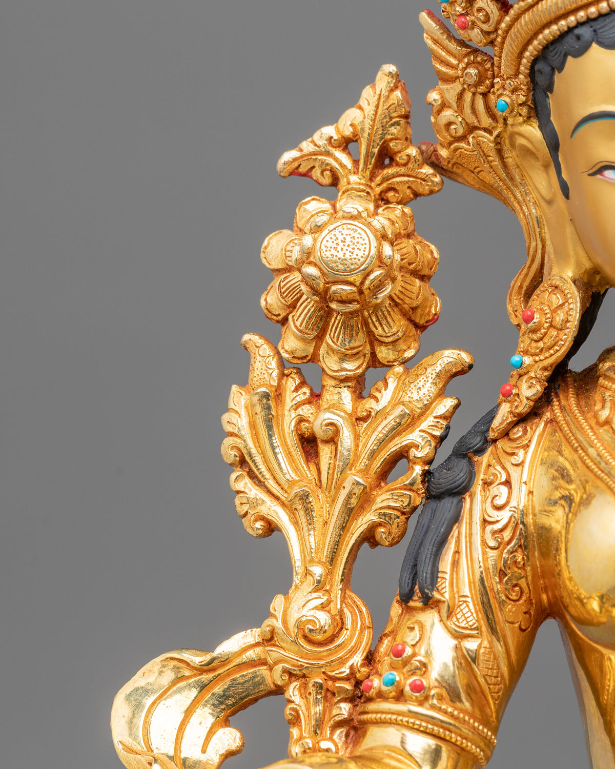 Green Tara Fire Gold Coated Statue | Made in Nepal
