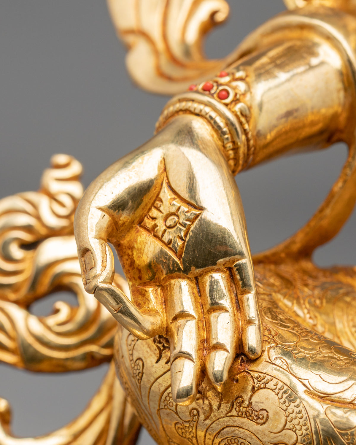 Tibetan Goddess Green Tara Handmade Statue | 24K Gold Gilded Compassion Sculpture
