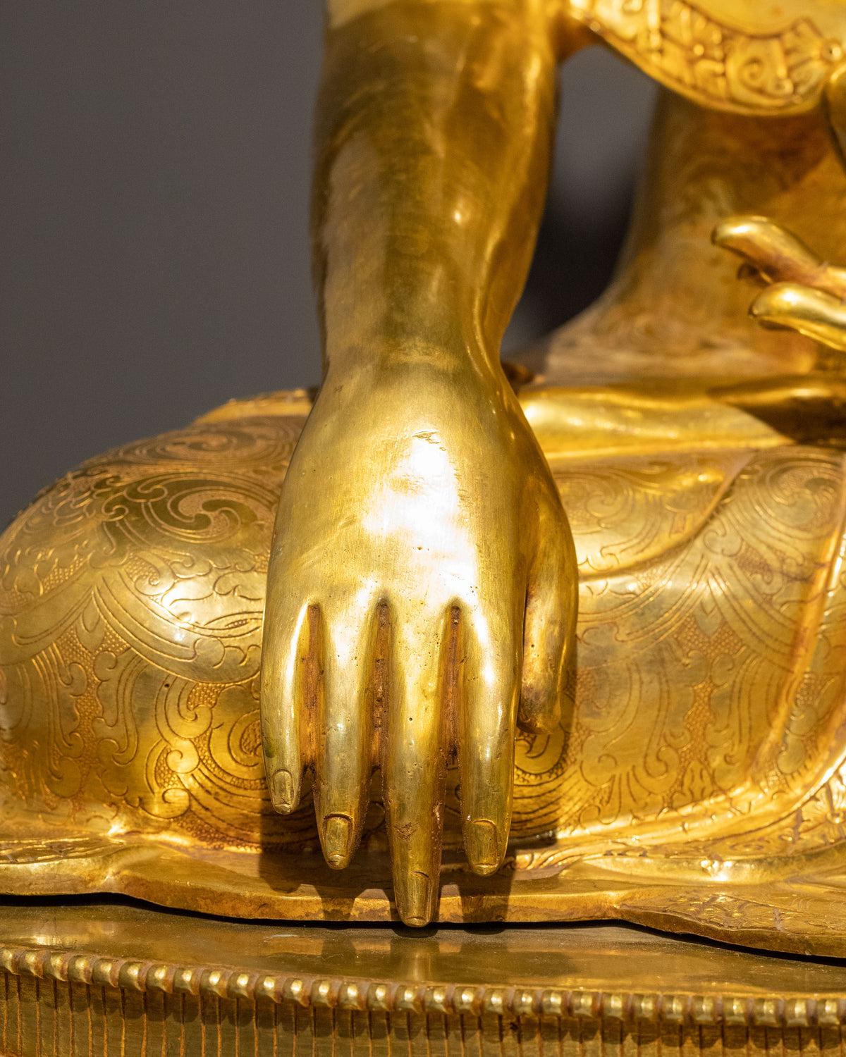 Crown Shakyamuni Buddha 24K Gold Coated Sculpture