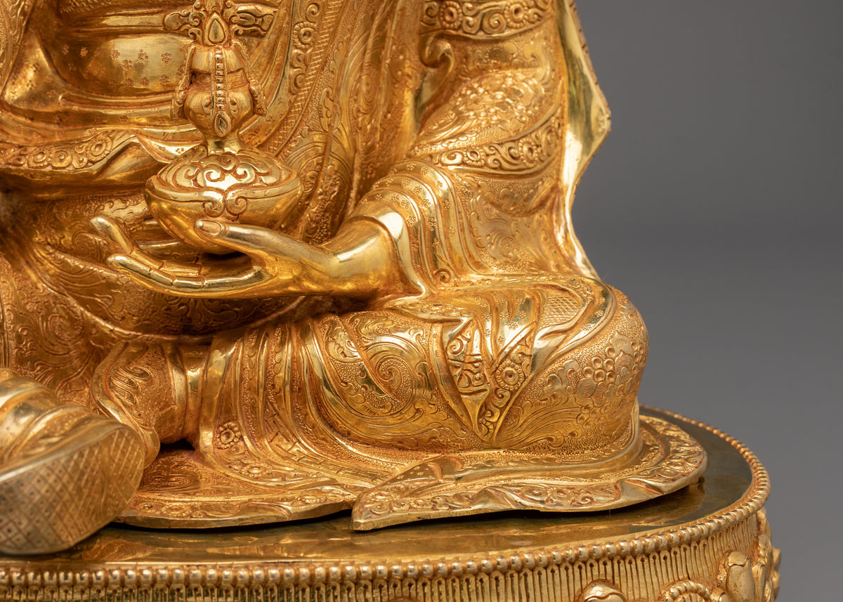 24K Gold Gilded Sacred Sculpture of Guru Rinpoche