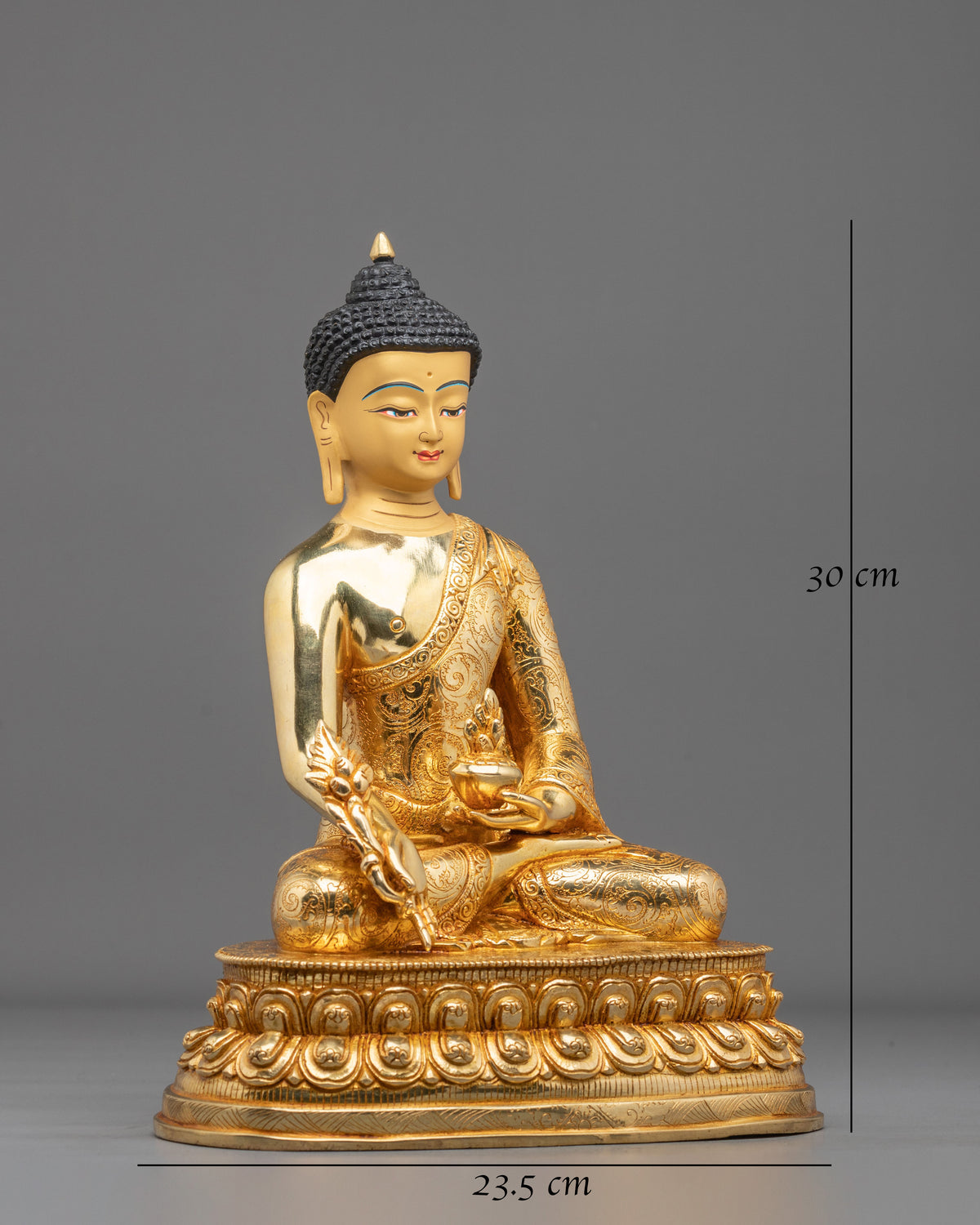 Medicine Buddha 24K Gold Gilded Copper Statue