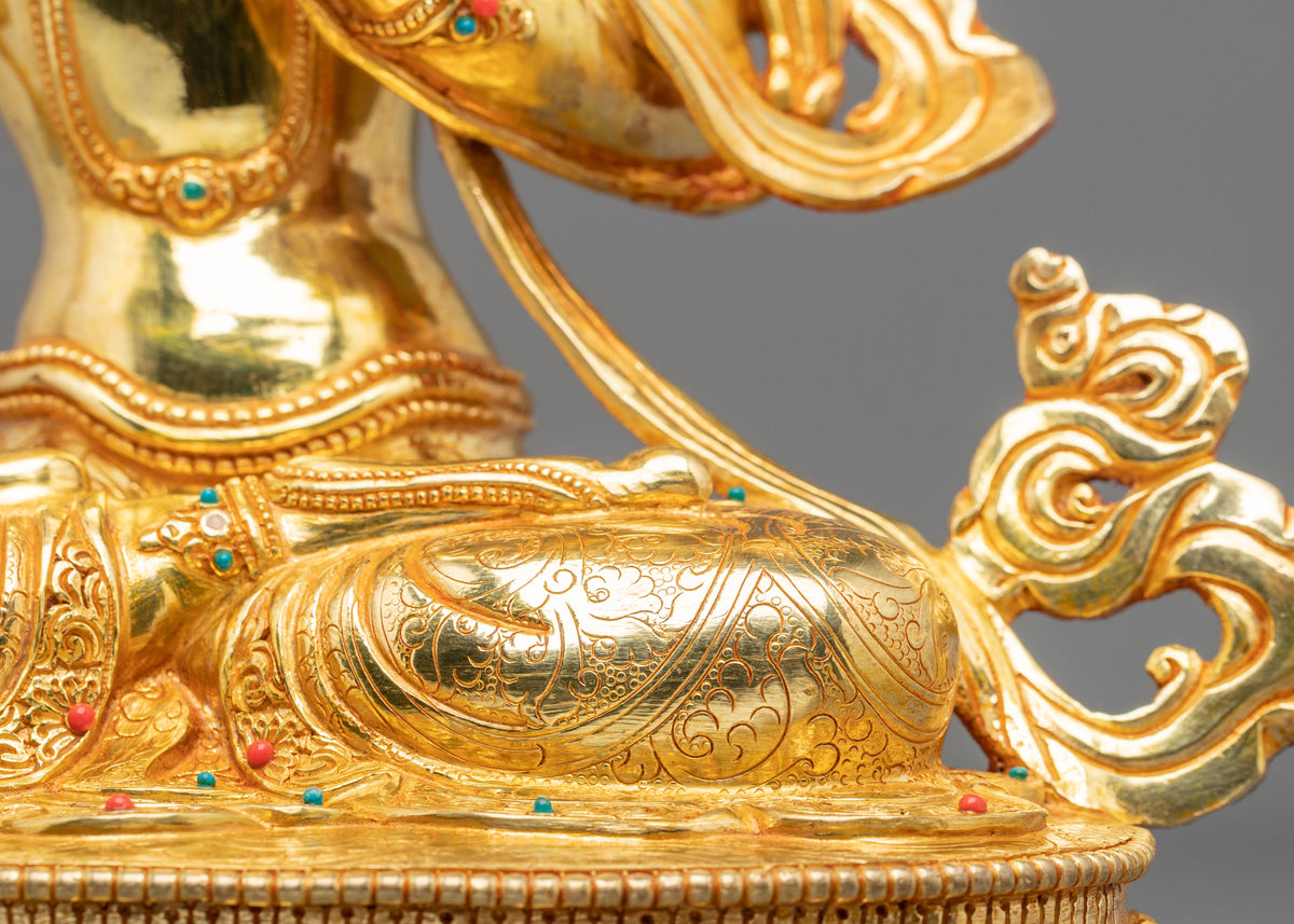 Manjushri 24K Gold Coated Sculpture | Altar Decor