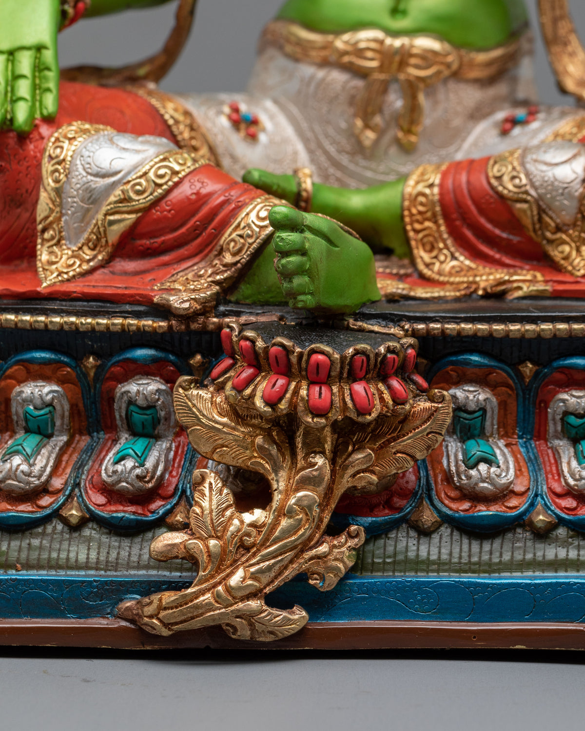 Green Tara Lotus of Liberation Statue | Gold Painted Buddhist Sculpture