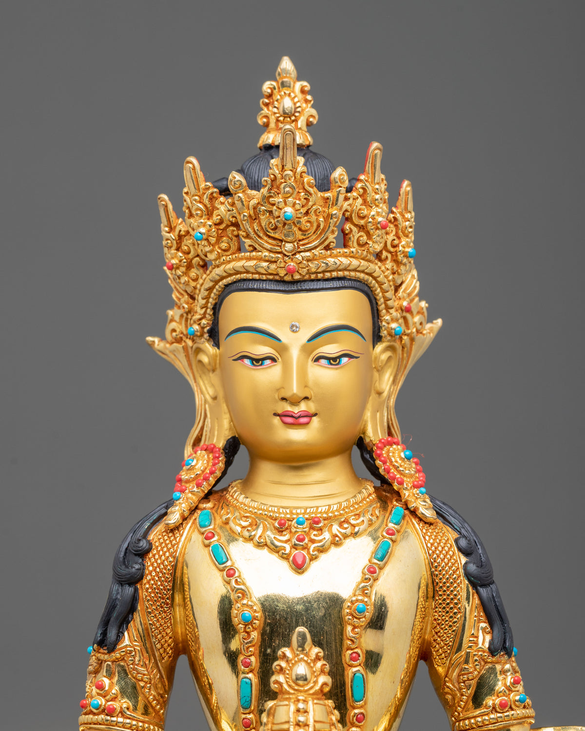 Amitayus Vajrayana Buddhist Statue | Sacred Sculpture for Altar and Meditation Practice
