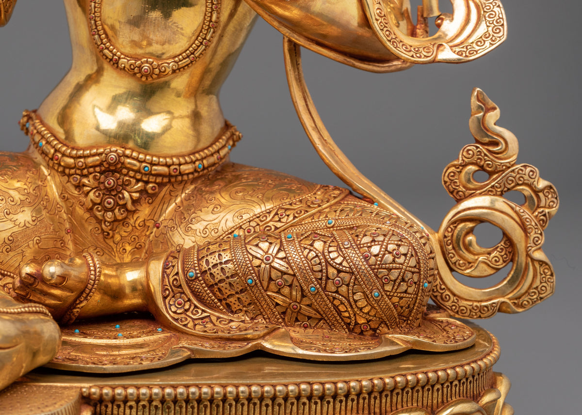 Green Tara 24k Gold Gilded Copper Statue | Mother of All Buddhas