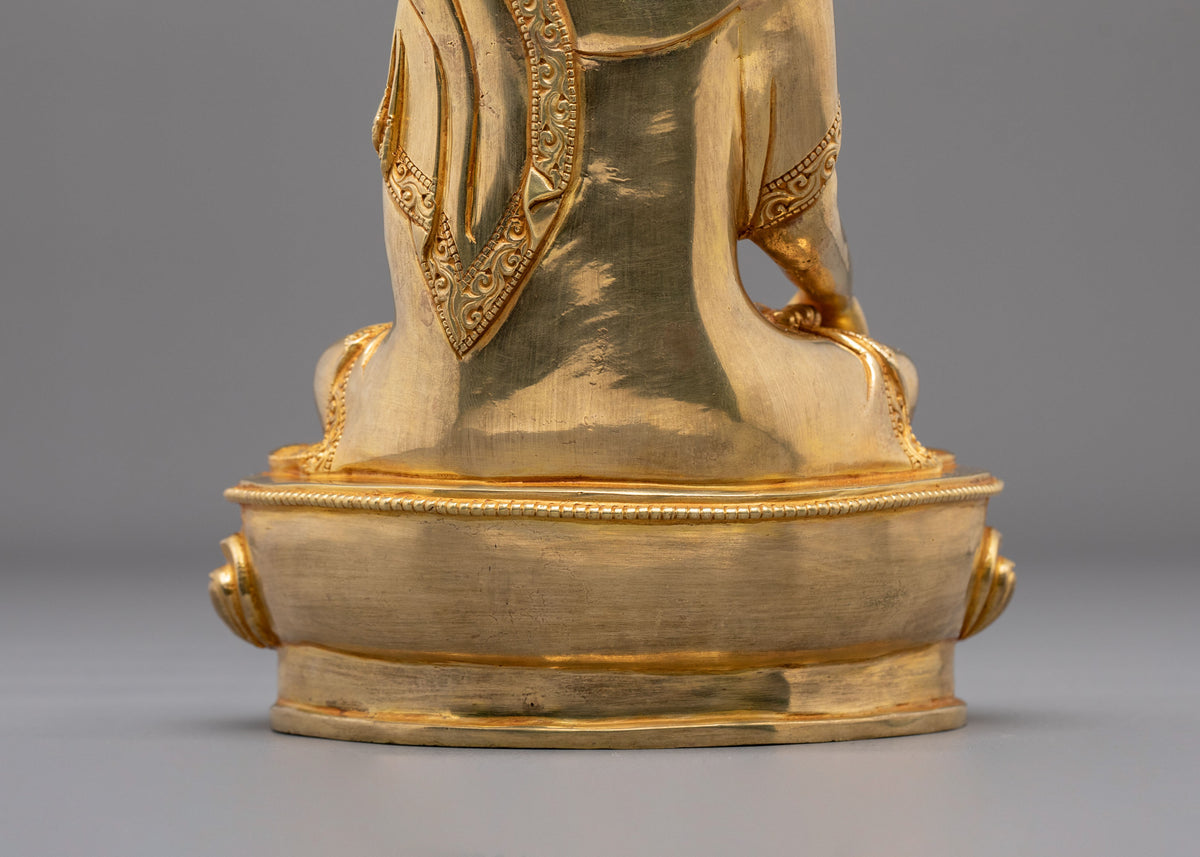 24K Gold-Coated Shakyamuni Buddha Copper Sculpture