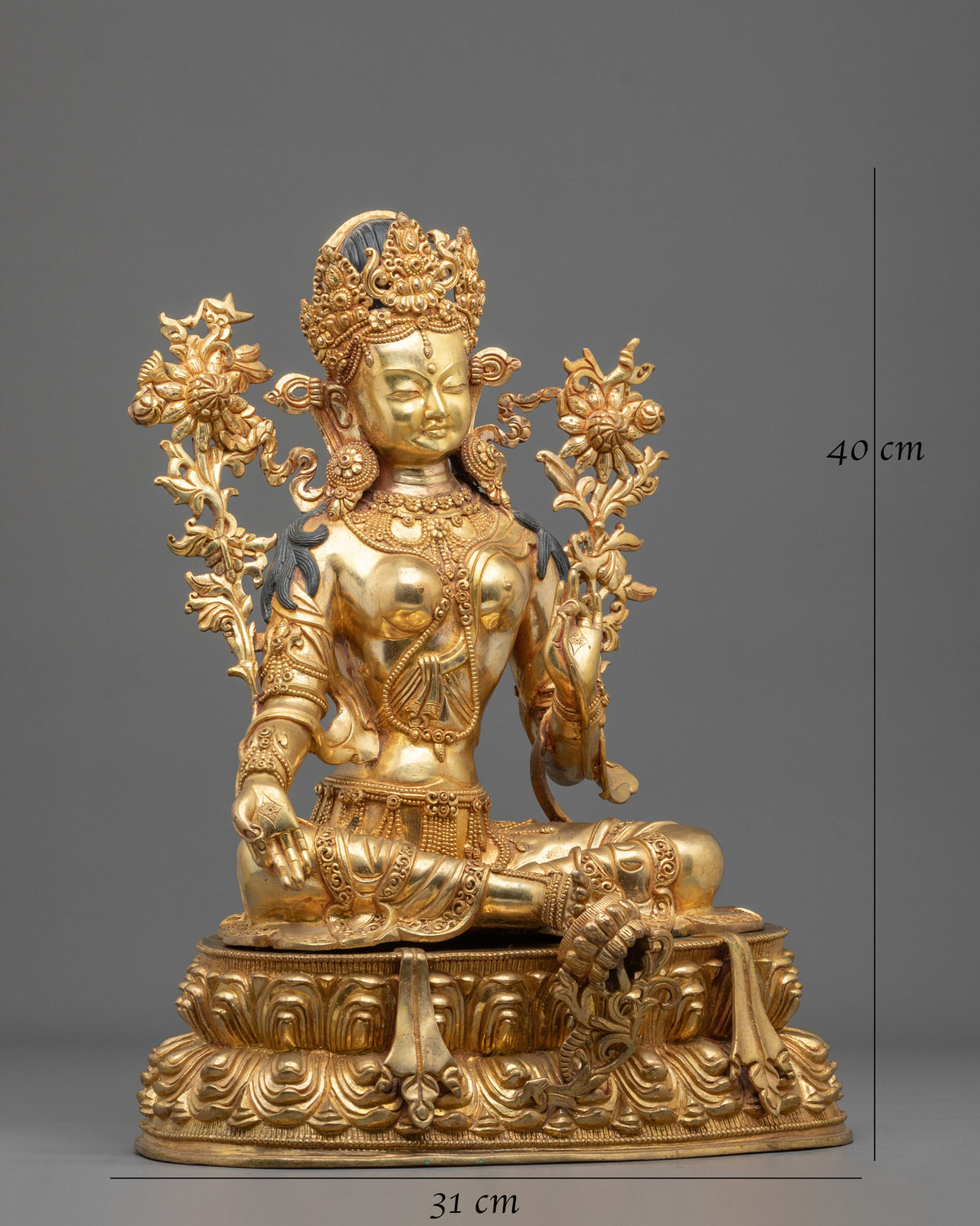 Handmade Goddess Green Tara Sculpture | Home Decor