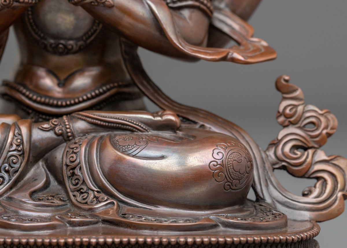 Chenrezig Handcrafted Statue in Oxidized Copper
