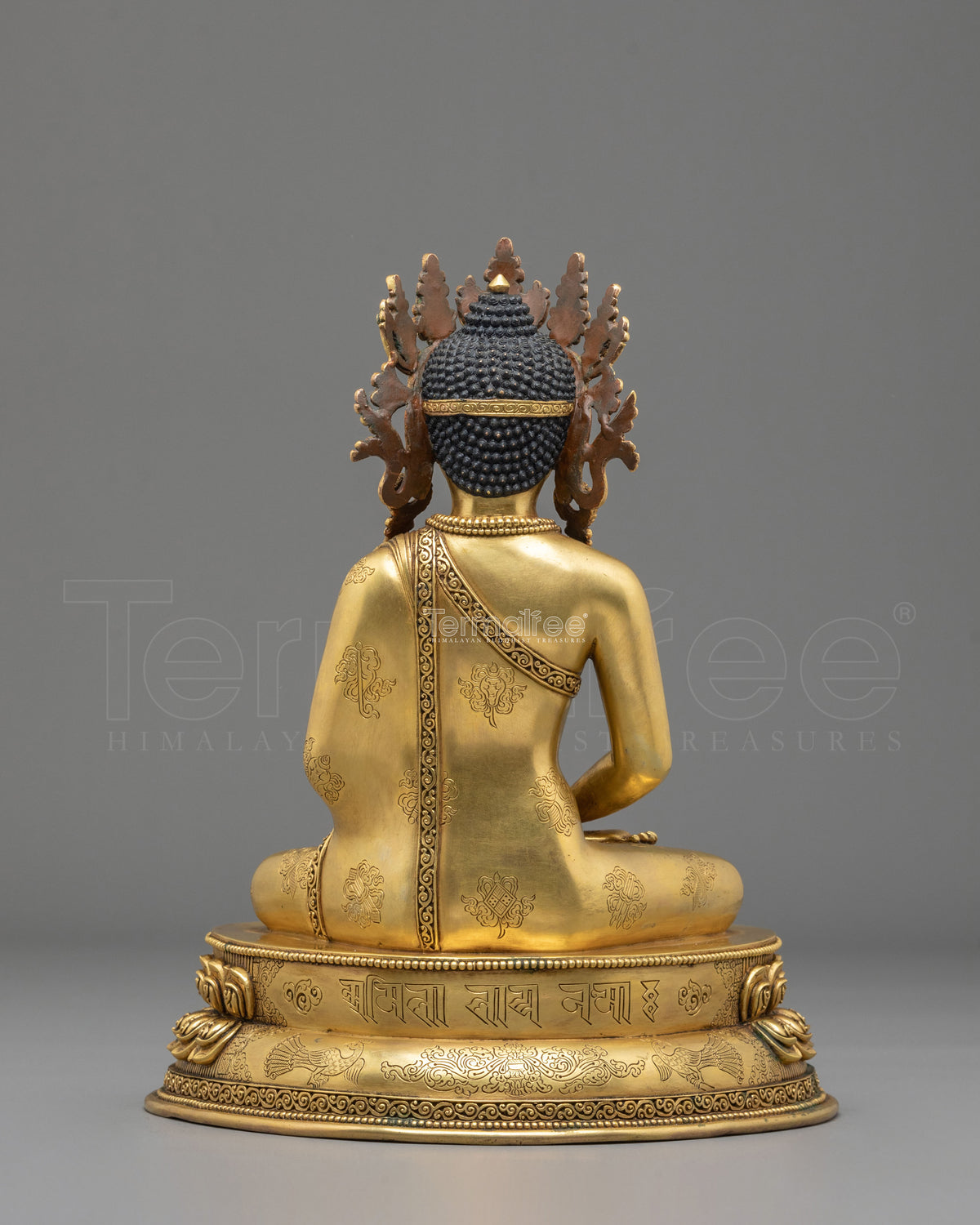 Crown Amitabha Buddha Sculpture | Copper Form of Infinite Light