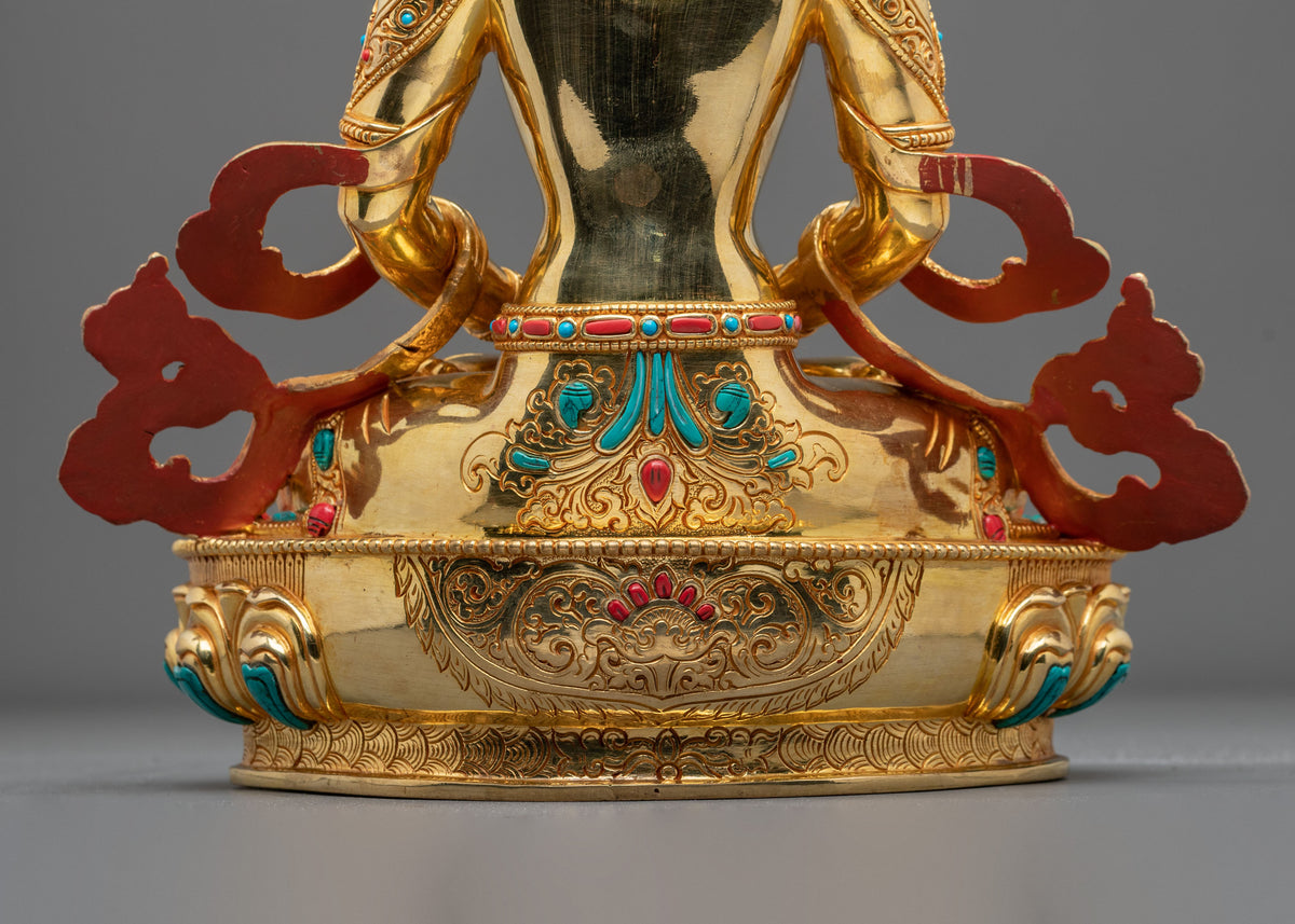 Amitayus Vajrayana Buddhist Statue | Sacred Sculpture for Altar and Meditation Practice